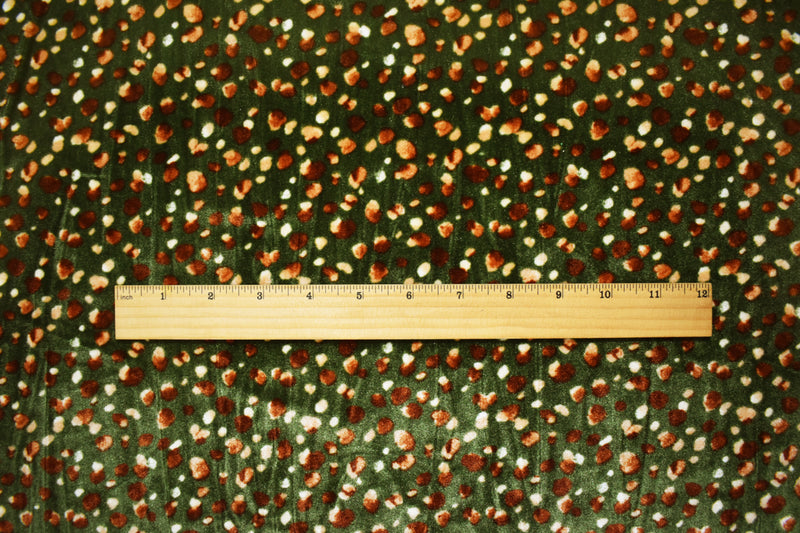 Green-Multi Poly Stretch Abstract Printed Velvet Knit Fabric