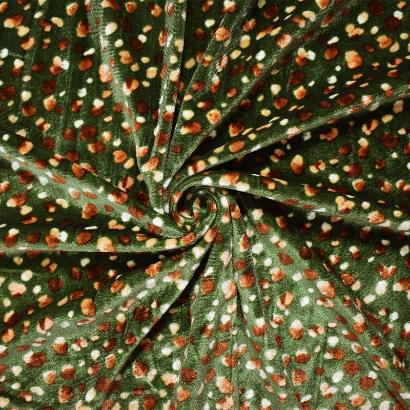 Green-Multi Poly Stretch Abstract Printed Velvet Knit Fabric