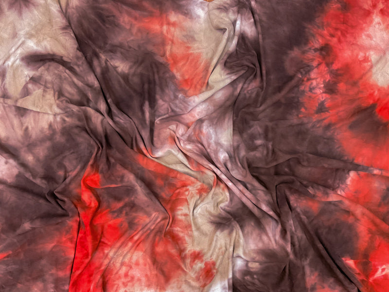 Orange-Multi Poly Stretch Spandex Tie Dye Double Brushed Jersey Knit Fabric