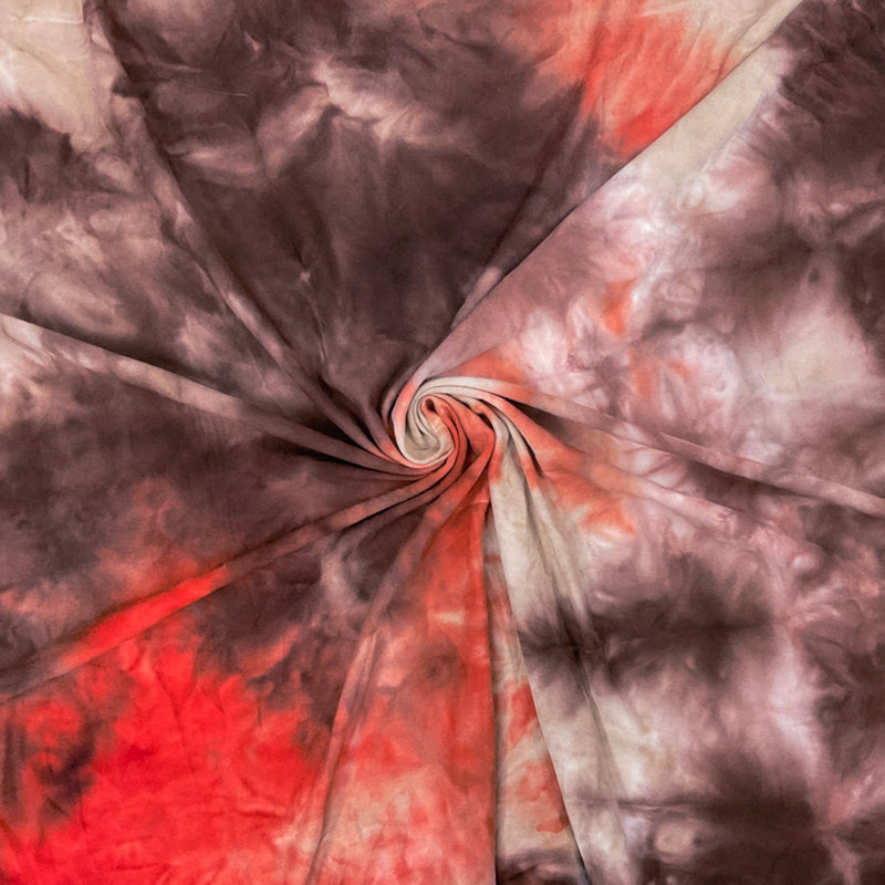 Orange-Multi Poly Stretch Spandex Tie Dye Double Brushed Jersey Knit Fabric