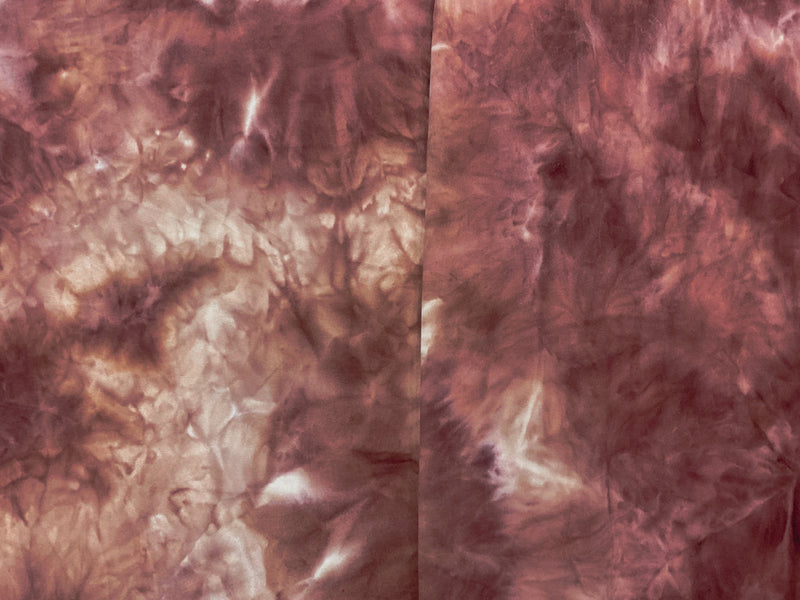1 1/2 YD PC-Dark Brown-Multi Poly Spandex Tie Dye Double Brushed Jersey Knit Fabric