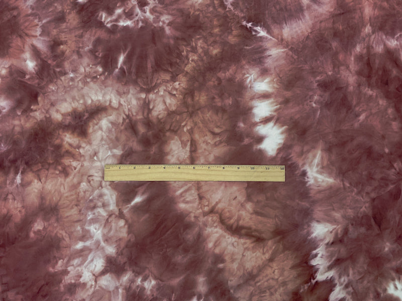 1 1/2 YD PC-Dark Brown-Multi Poly Spandex Tie Dye Double Brushed Jersey Knit Fabric
