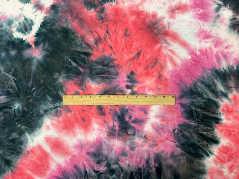 1 YD PC-Pink-Multi Poly Stretch Spandex Tie Dye Double Brushed Jersey Knit Fabric