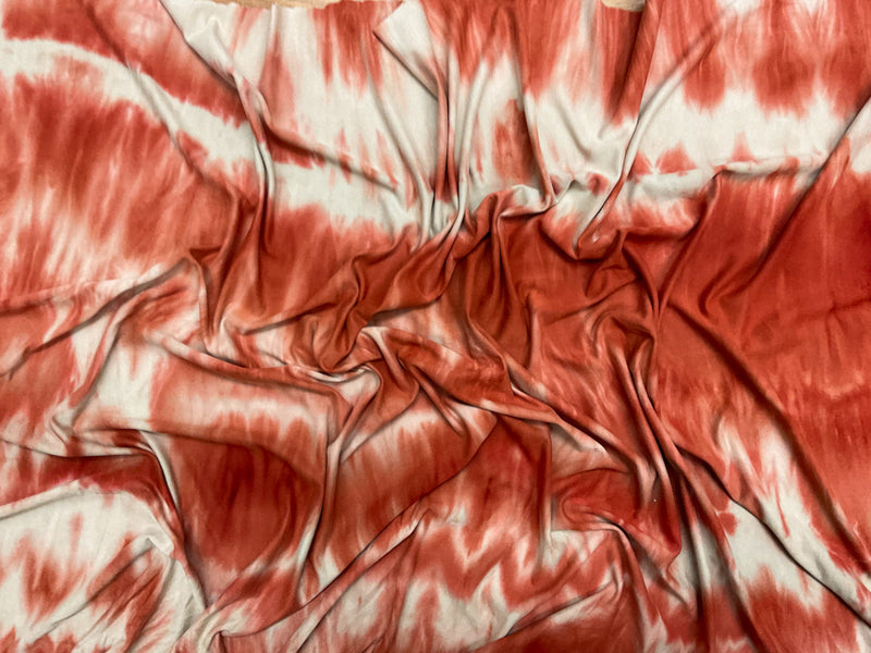 5 YD PC-Orange-Multi Poly Stretch Spandex Tie Dye Double Brushed Jersey Knit Fabric