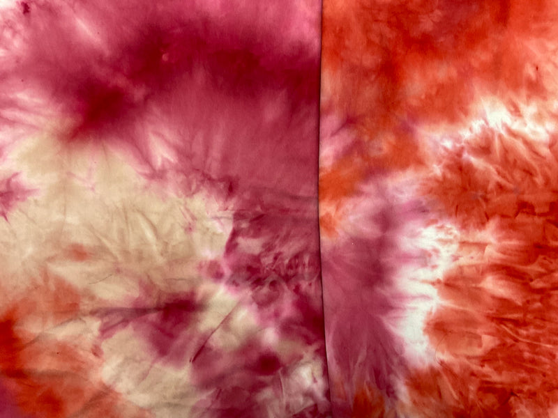 5 YD PC-Red-Pink-Multi Poly Stretch Spandex Tie Dye Double Brushed Jersey Knit Fabric