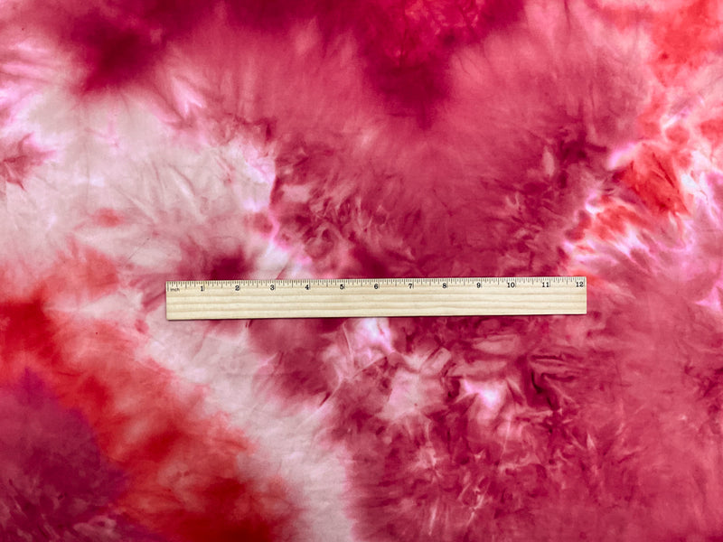 5 YD PC-Red-Pink-Multi Poly Stretch Spandex Tie Dye Double Brushed Jersey Knit Fabric