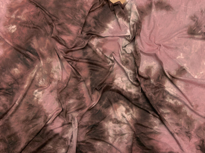 Brown-Multi Poly Stretch Spandex Tie Dye Double Brushed Jersey Knit Fabric