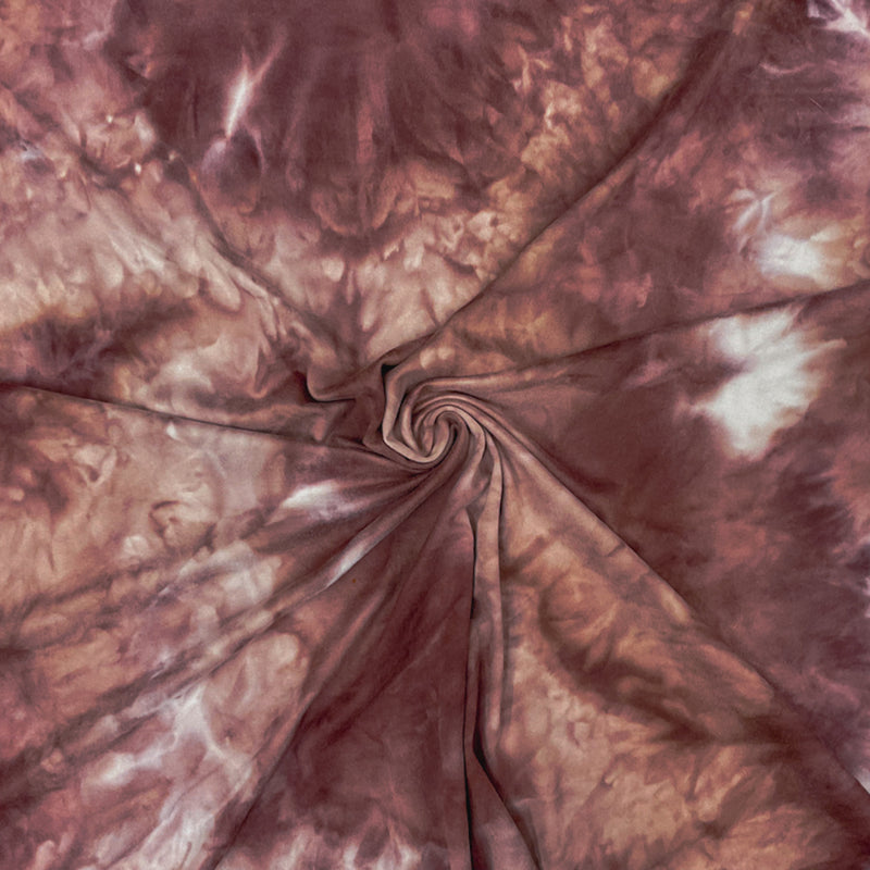 Brown-Multi Poly Stretch Spandex Tie Dye Double Brushed Jersey Knit Fabric