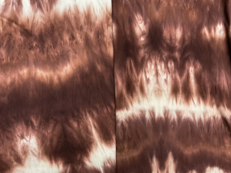 Brown-Beige Poly Stretch Spandex Tie Dye Double Brushed Jersey Knit Fabric