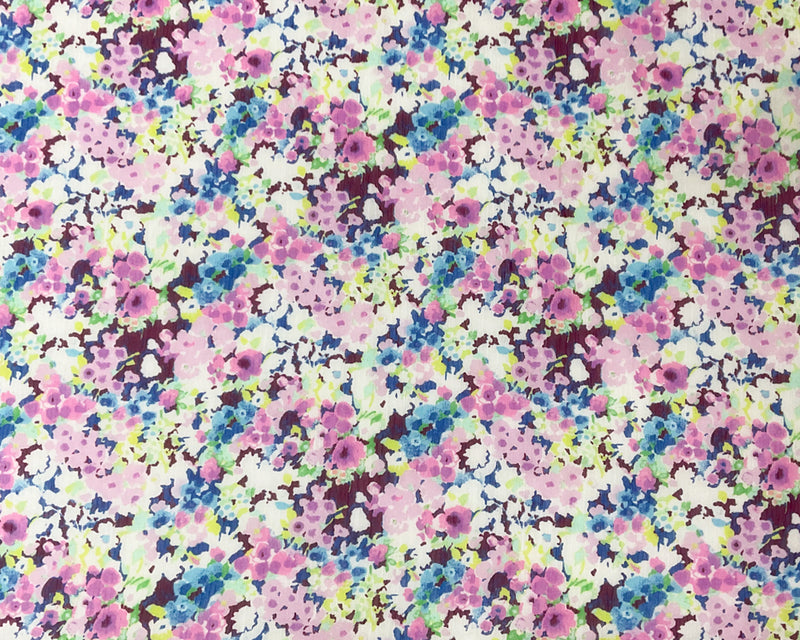 Purple-Multi Poly Floral Print Crinkle Yoryu Chiffon Woven Fabric