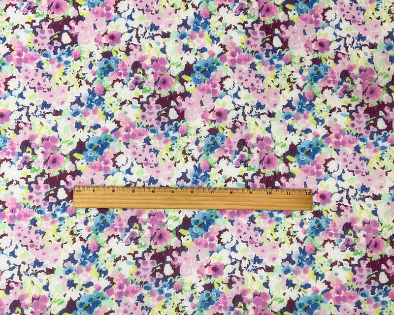 Purple-Multi Poly Floral Print Crinkle Yoryu Chiffon Woven Fabric