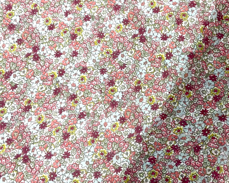 Green-Multi Poly Floral Printed Crinkle Yoryu Chiffon Woven Fabric