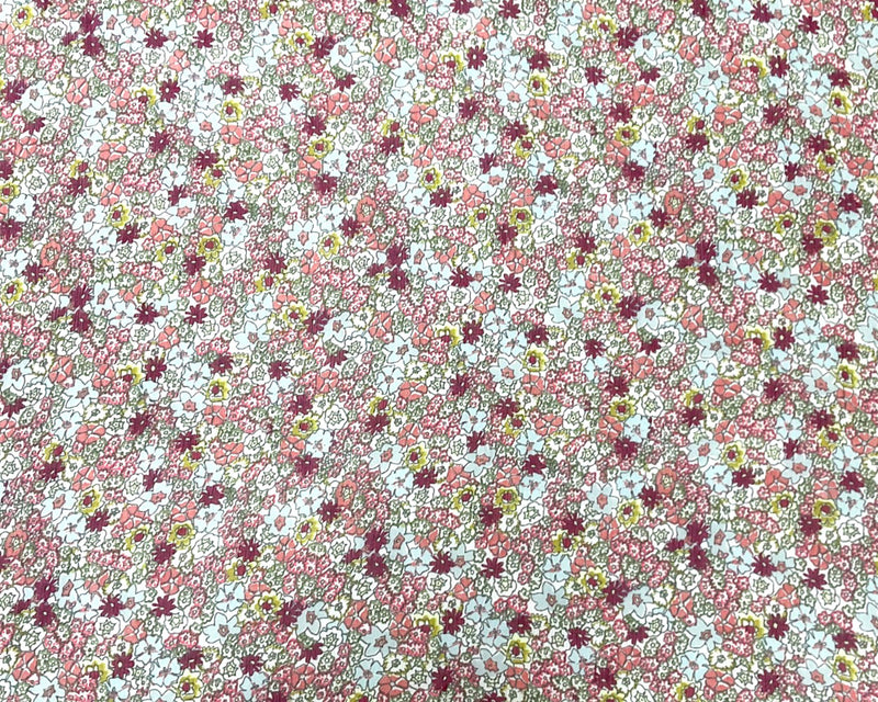 Green-Multi Poly Floral Printed Crinkle Yoryu Chiffon Woven Fabric