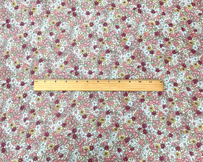 Green-Multi Poly Floral Printed Crinkle Yoryu Chiffon Woven Fabric