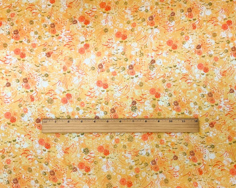 Yellow-Multi Poly Floral Print Crinkle Yoryu Chiffon Woven Fabric