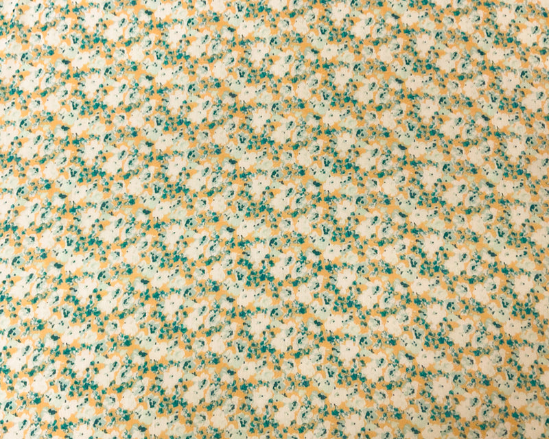 Teal-Multi Poly Floral Printed Crinkle Yoryu Chiffon Woven Fabric