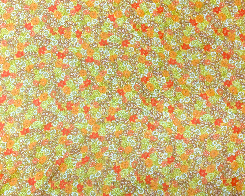 Yellow-Multi Poly Floral Print Crinkle Yoryu Chiffon Woven Fabric