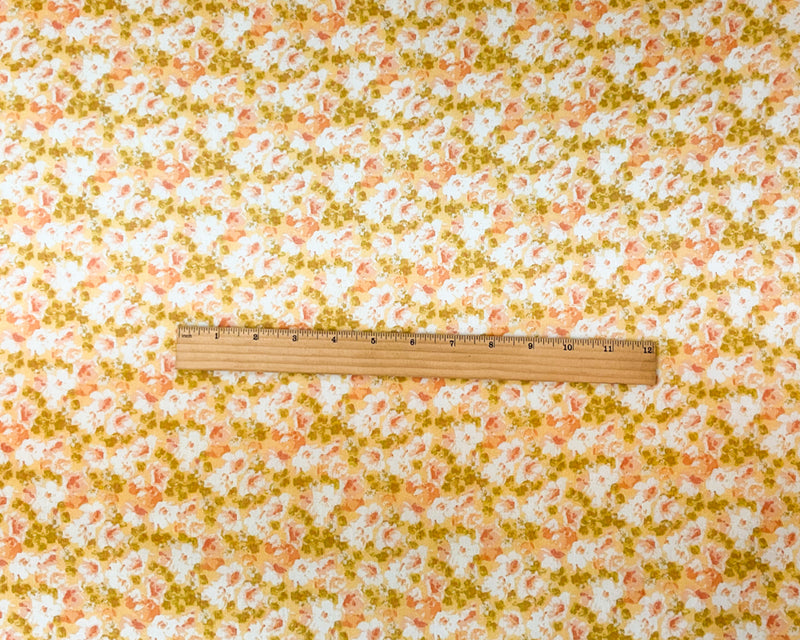 Yellow-Multi Poly Floral Print Crinkle Yoryu Chiffon Woven Fabric