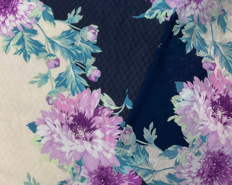 Purple-Multi Poly Floral Printed Ogee Dobby Chiffon Woven Fabric