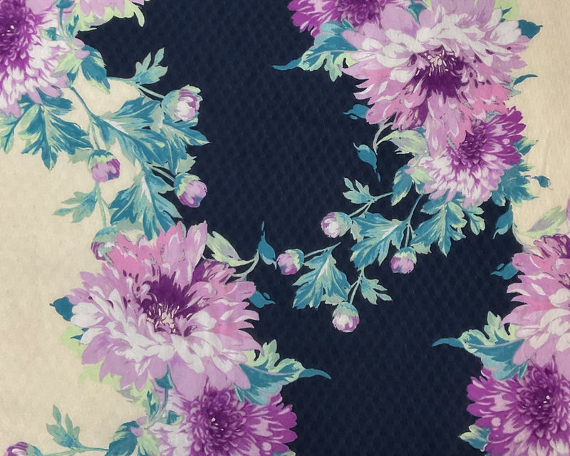 Purple-Multi Poly Floral Printed Ogee Dobby Chiffon Woven Fabric