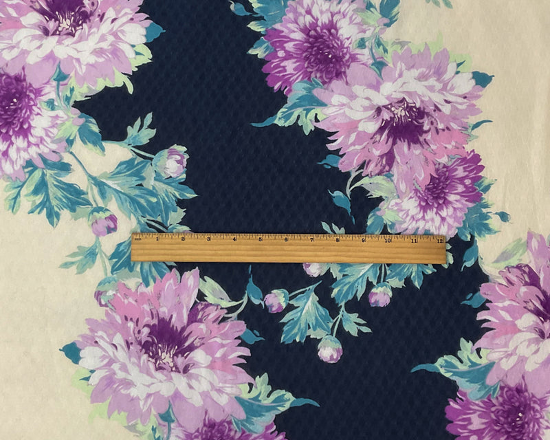 Purple-Multi Poly Floral Printed Ogee Dobby Chiffon Woven Fabric