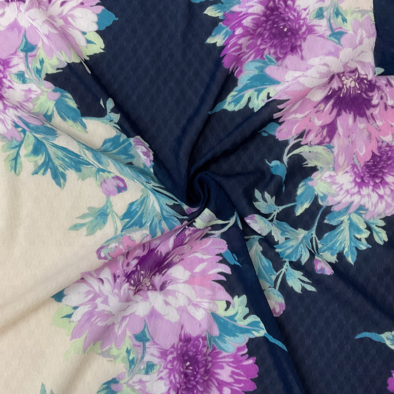 Purple-Multi Poly Floral Printed Ogee Dobby Chiffon Woven Fabric