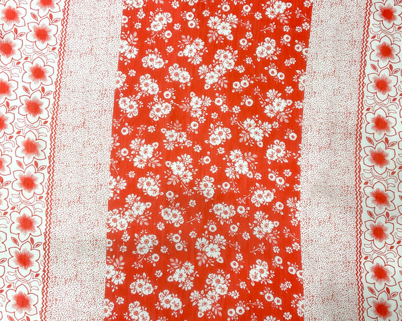 Red Orange Poly Floral Printed Crinkle Yoryu Chiffon Woven Fabric