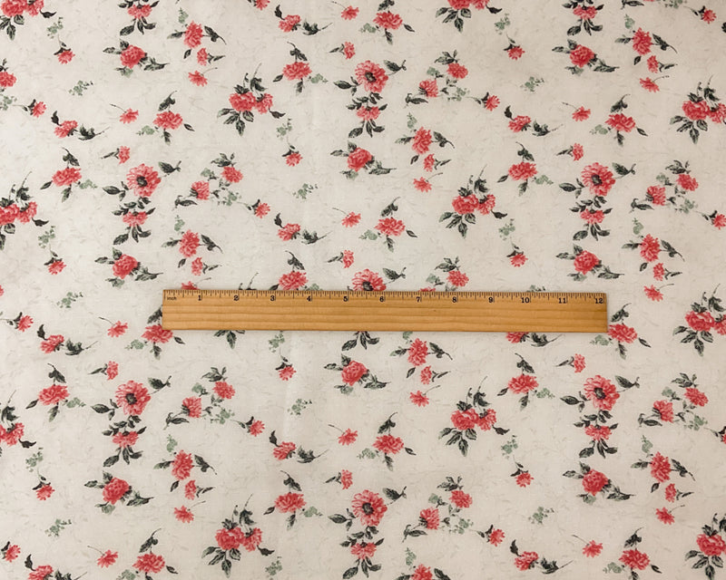 Ivory-Green-Multi Poly Floral Printed Dobby Chiffon Woven Fabric
