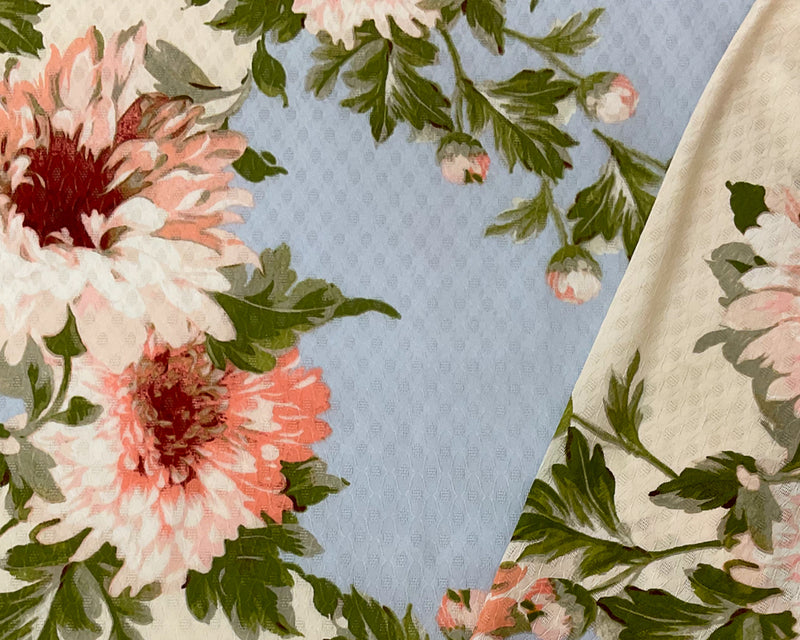 Green-Multi Poly Floral Printed Ogee Dobby Chiffon Woven Fabric
