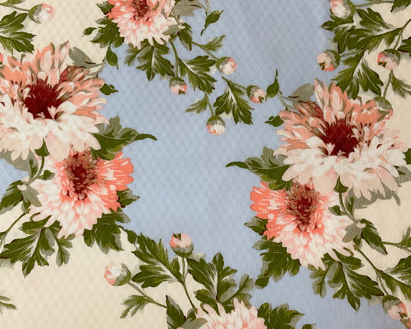 Green-Multi Poly Floral Printed Ogee Dobby Chiffon Woven Fabric