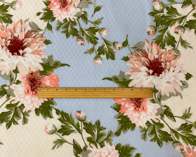 Green-Multi Poly Floral Printed Ogee Dobby Chiffon Woven Fabric