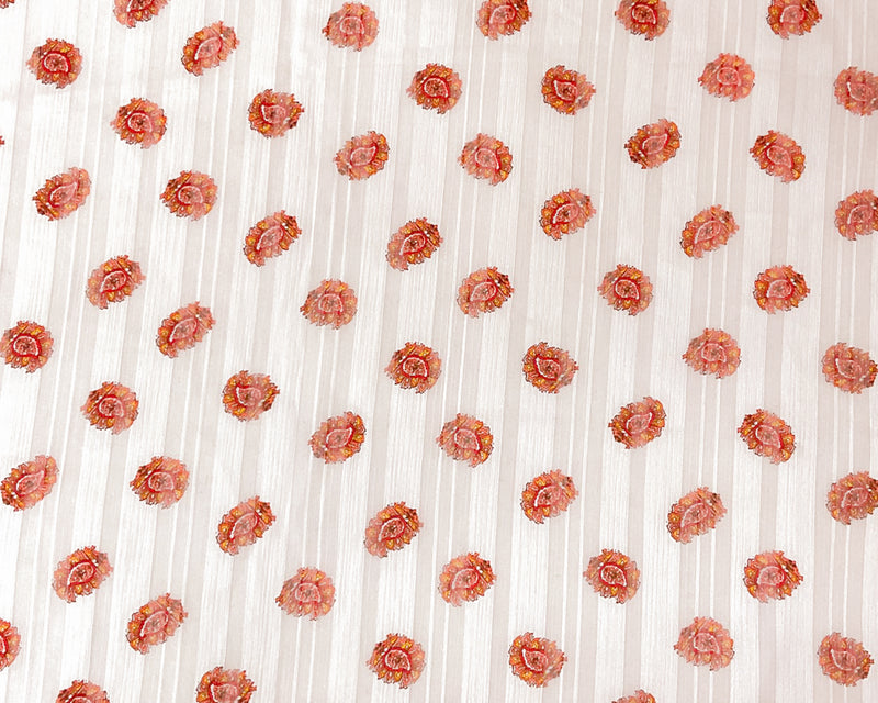 Pink-Multi Poly Paisley Printed Stripe Satin Chiffon Woven Fabric