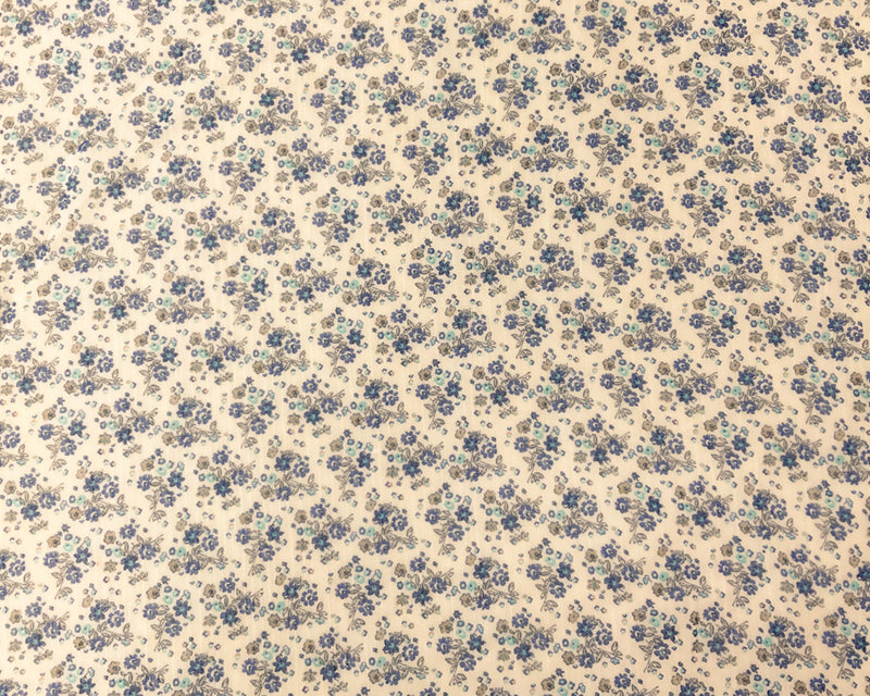 Blue-Multi Poly Floral Printed Slub Chiffon Woven Fabric