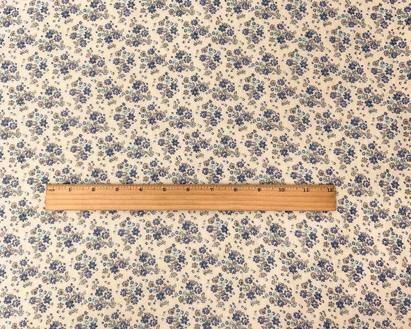 Blue-Multi Poly Floral Printed Slub Chiffon Woven Fabric