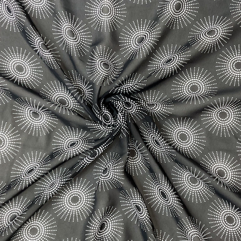 3 YD PC-Black-White Poly Abstract Printed Chiffon Woven Fabric
