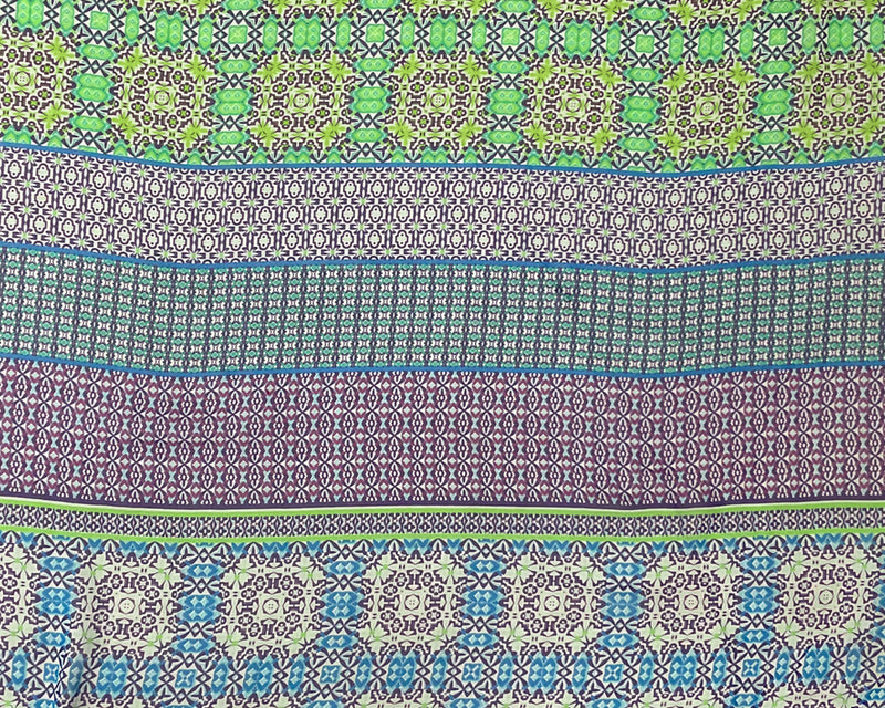 Blue-Purple-Multi Poly Moroccan Printed Chiffon Woven Fabric