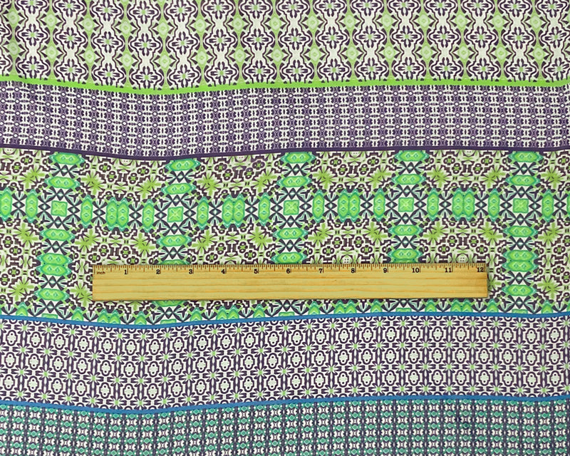 Blue-Purple-Multi Poly Moroccan Printed Chiffon Woven Fabric