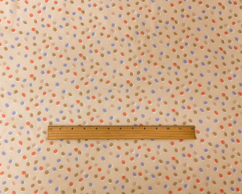 Beige-Purple-Multi Poly Dot Printed Chiffon Woven Fabric
