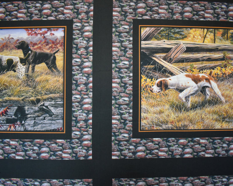 Black-Multi Cotton Show Dogs Printed Pillow Panel Woven Fabric