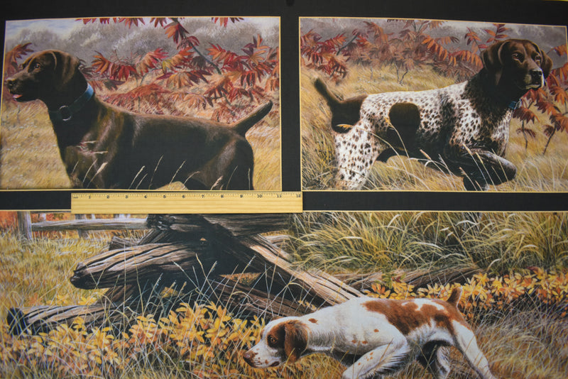 Black-Multi Cotton Show Dogs Wall Hanging Panel Woven Fabric