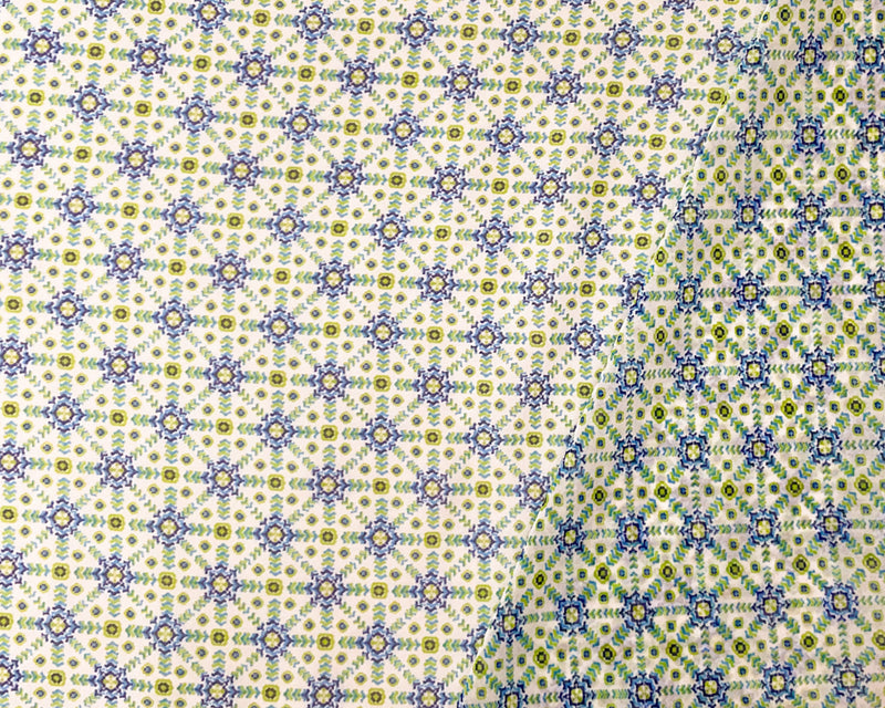Green-White-Multi Poly Abstract Printed Chiffon Woven Fabric