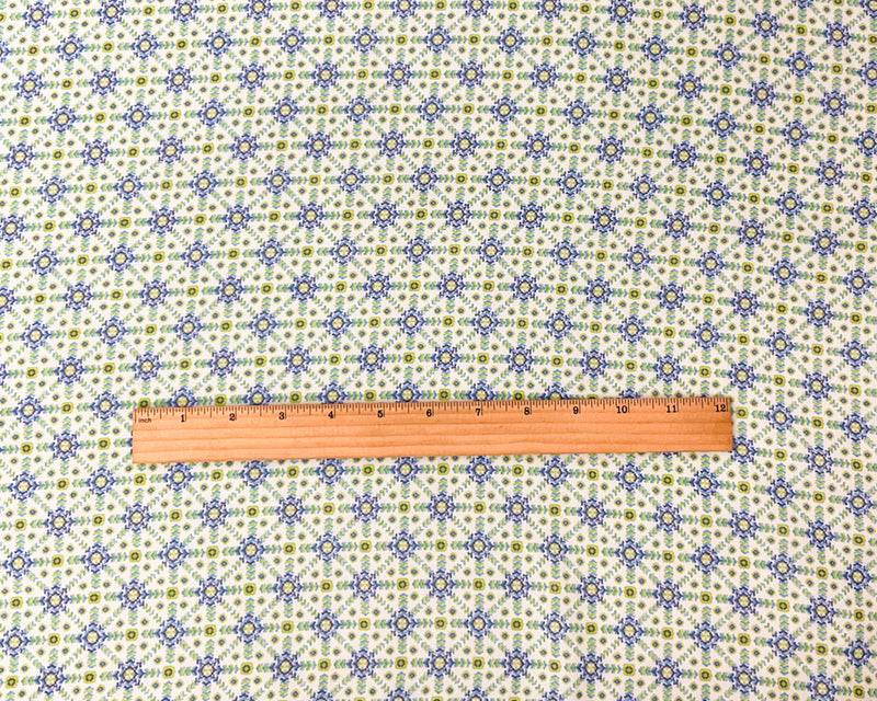 Green-White-Multi Poly Abstract Printed Chiffon Woven Fabric