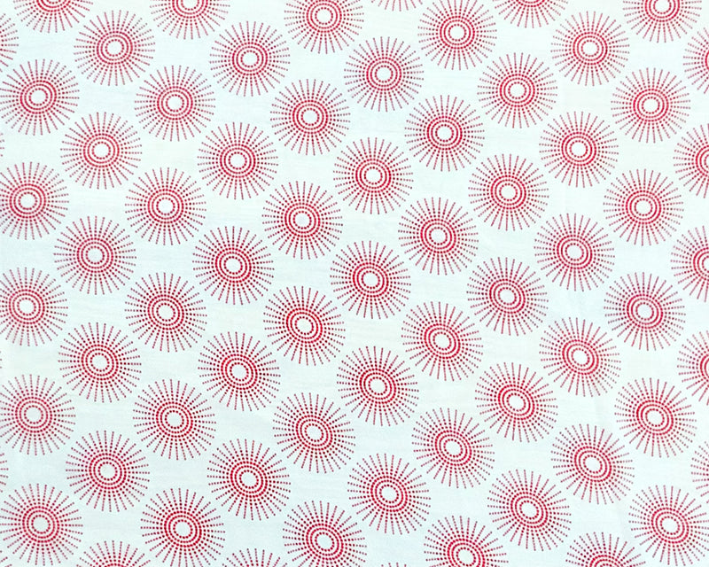 1 1/2 YD PC-White-Red Poly Abstract Printed Chiffon Woven Fabric