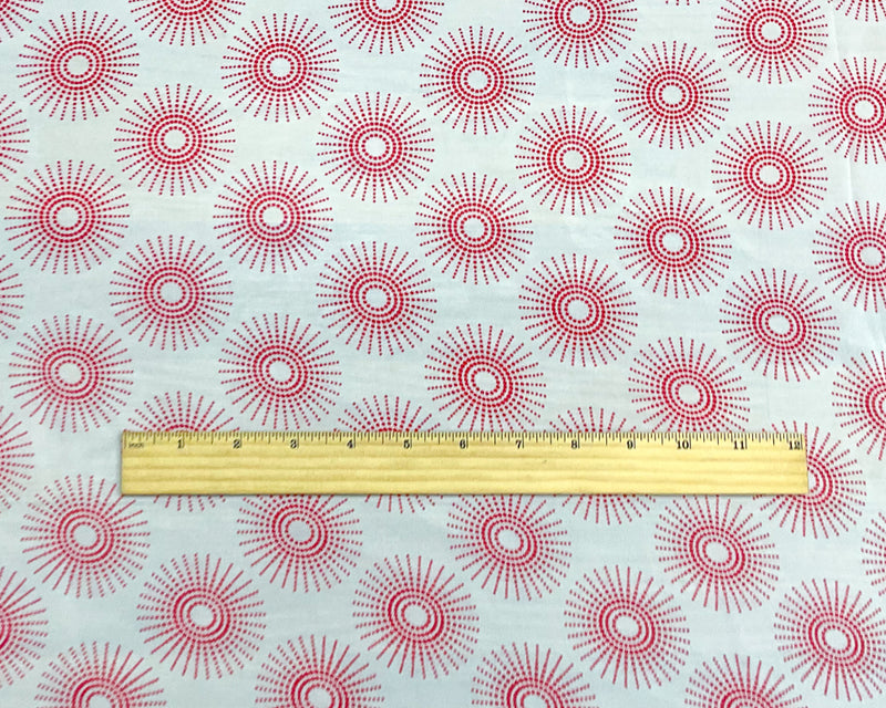 White-Red Poly Abstract Printed Chiffon Woven Fabric