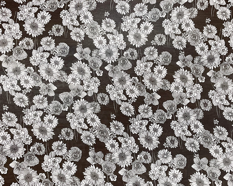 Black-White Poly Floral Printed Chiffon Woven Fabric