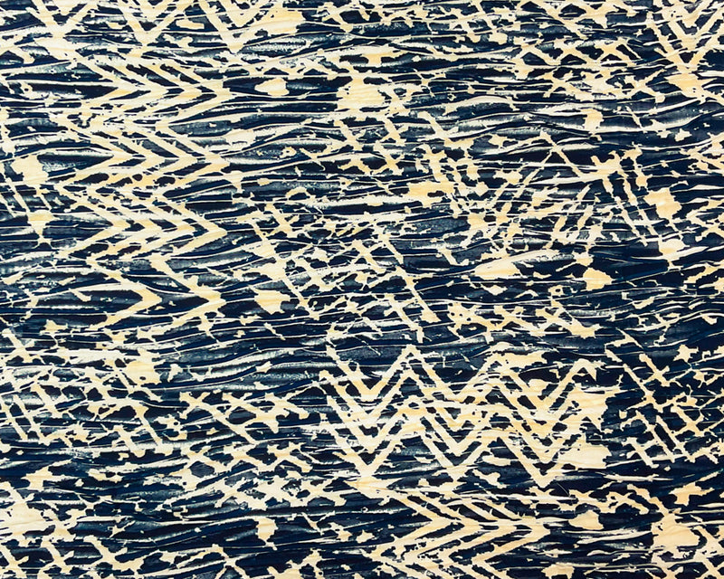 1 3/4 YD PC-Deep Navy-Multi Poly Abstract Printed Knife Pleat Knit Fabric