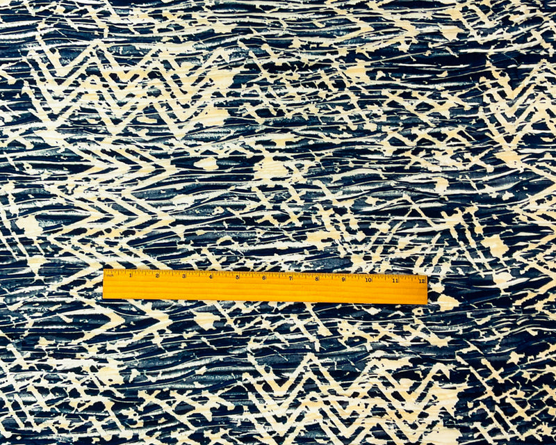 1 3/4 YD PC-Deep Navy-Multi Poly Abstract Printed Knife Pleat Knit Fabric