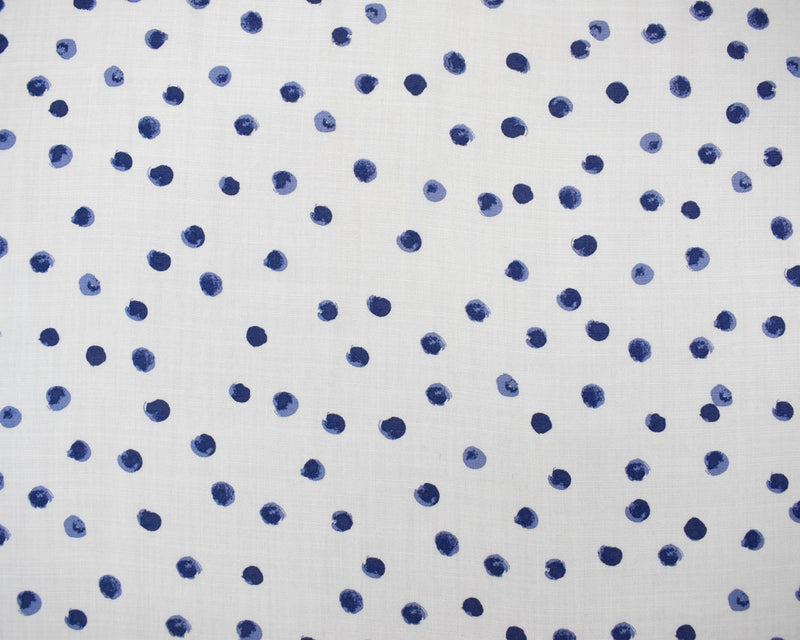 1 YD PC-White-Blue Rayon Famous Maker Spots Printed Twill Woven Fabric