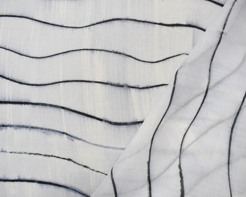 3 YD PC-Blue-White-Black Cotton Famous Maker Tie Dye Printed Batiste Woven Fabric