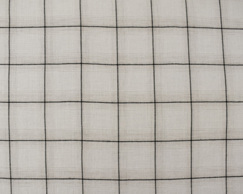 2 YD PC-Ivory-Black-Beige Rayon-Cotton Famous Maker Check Plaid Twill Woven Fabric